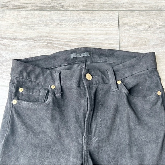 7 For All Mankind Gwenevere Faux Suede Ankle Jeans in Black - Picture 4 of 15